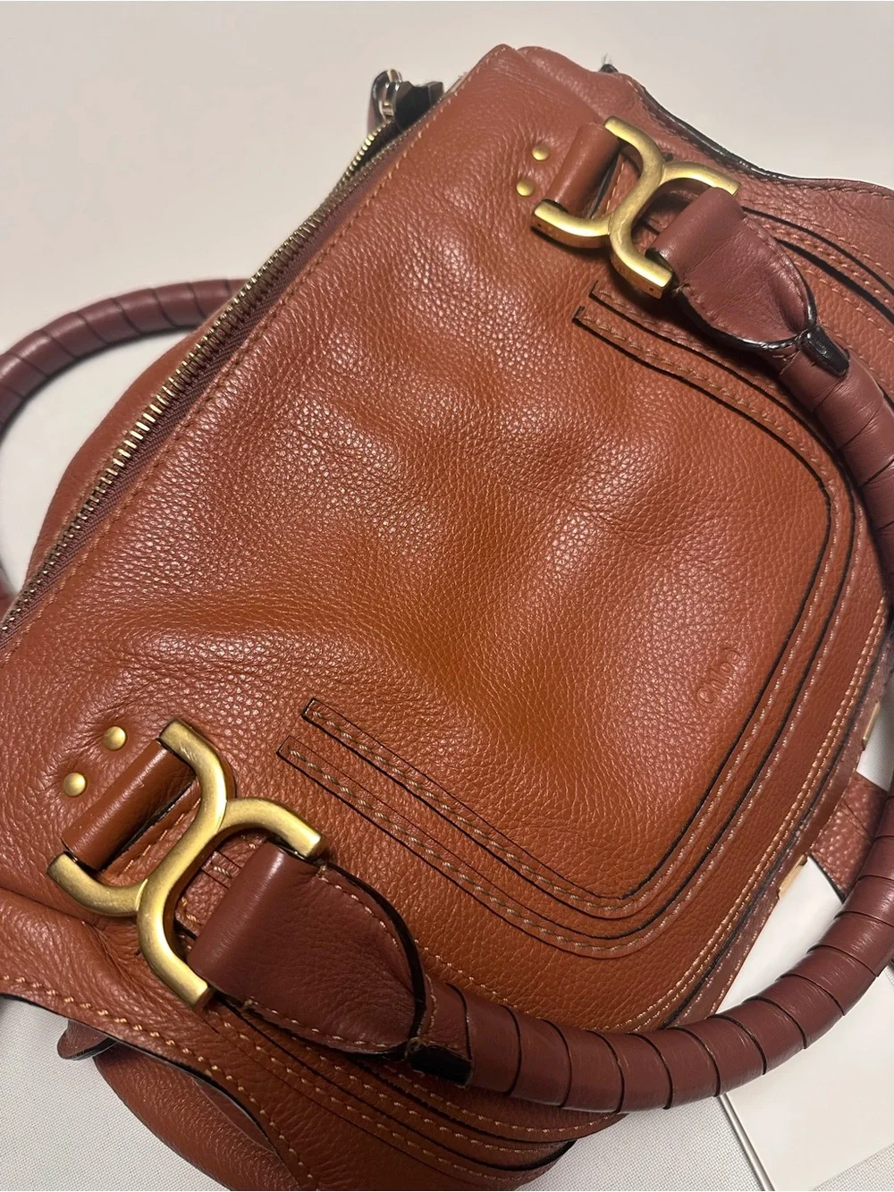 Chloé Cognac Brown Leather Medum Marcie Satchel